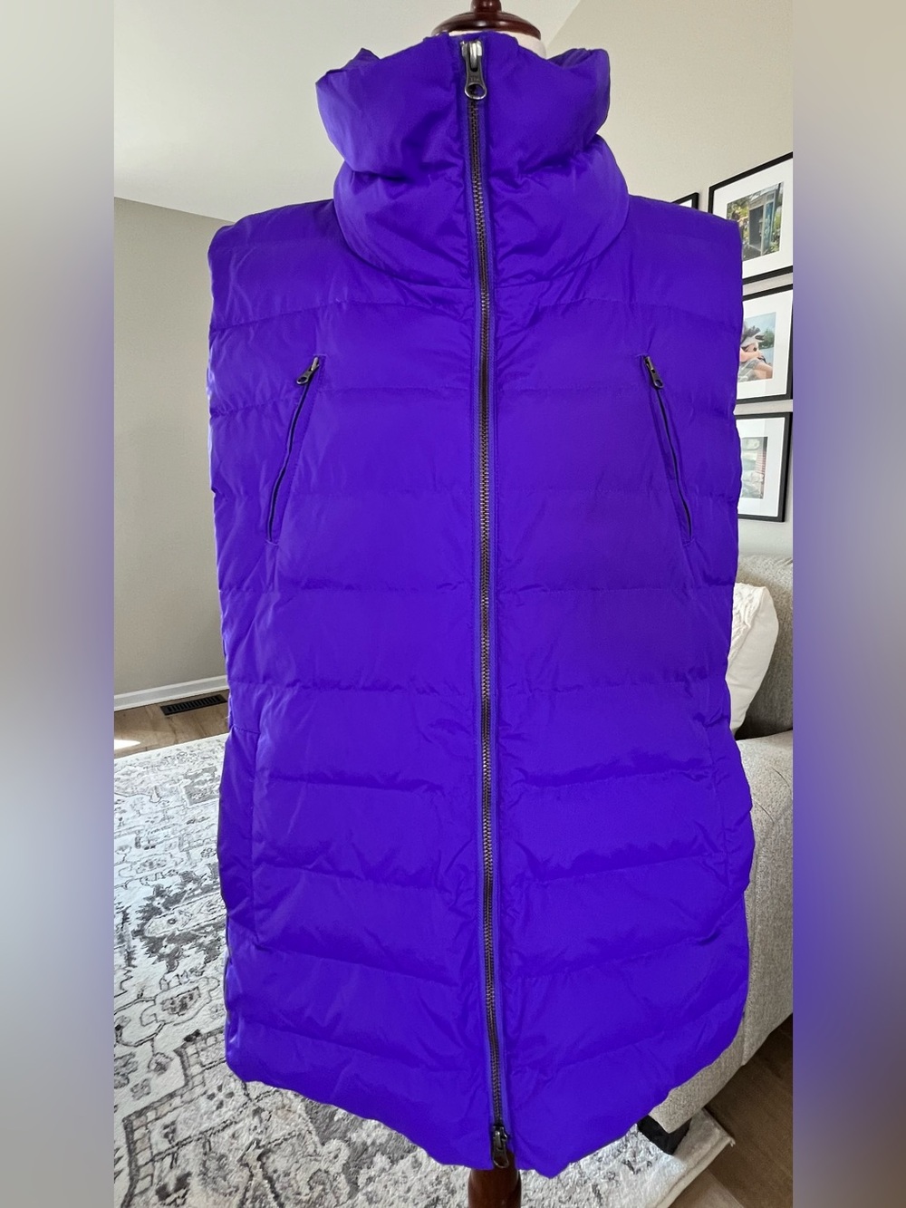 Eileen Fisher Woman Funnel Neck Down Puffer Vest Bright Purple Size 1X